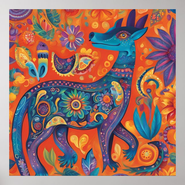 Vibrant Alebrijes Design in Traditional Mexican  Poster (Front)