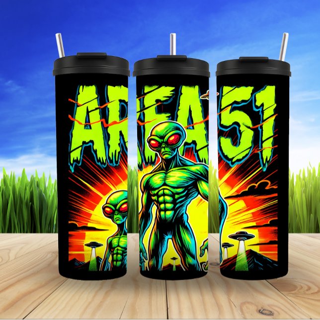 Vibrant Alien Graphic: Area 51 Thermal Tumbler (Creator Uploaded)