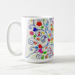 Vibrant All-Over Mosaic Abstract Hearts & Swirls  Coffee Mug