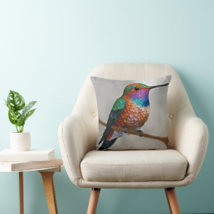 Vibrant Allen’s Hummingbird Painting Cushion