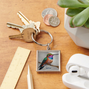 Vibrant Allen’s Hummingbird Painting Key Ring