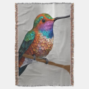 Vibrant Allen’s Hummingbird Painting Throw Blanket