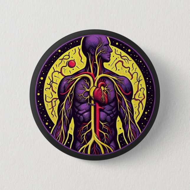 Vibrant Anatomical Heart 6 Cm Round Badge (Front)