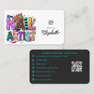 Vibrant and Bold African American Nail Artist Business Card