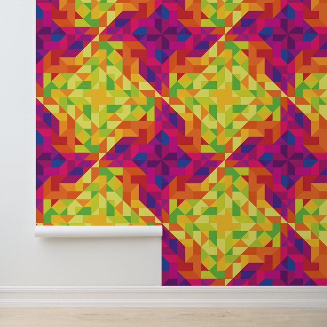 Vibrant and bold geometric pattern wallpaper (Application)