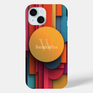 Vibrant and Colorful Abstract Geometric Shapes iPhone 15 Case