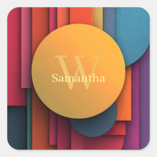 Vibrant and Colorful Abstract Geometric Shapes Square Sticker