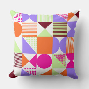 Vibrant and Colourful Abstract Geometric Pattern  Cushion