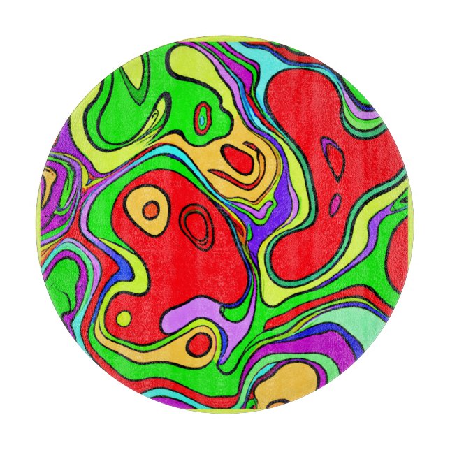 Vibrant And Colourful Abstract Pattern Art Cutting Board (Front)