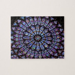 Vibrant and Colourful Notre Dame Stained Glass Jigsaw Puzzle