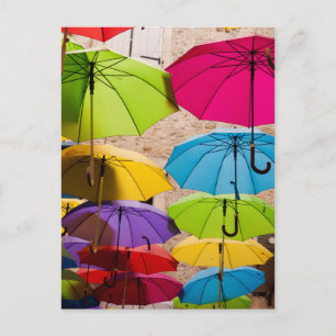 Vibrant and Colourful Umbrellas Postcard