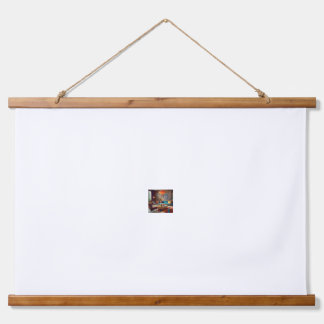 Vibrant and cosy living room with a retro-modern hanging tapestry