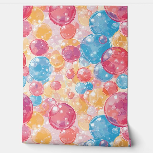 Vibrant and Playful Bubble Pattern Wallpaper (Unrolling)