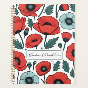 Vibrant and red Poppy Flowers Illustration Pattern Planner