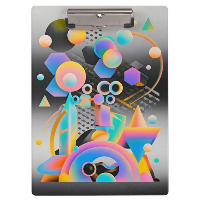Vibrant and whimsical abstract artwork geometric  clipboard (Front)