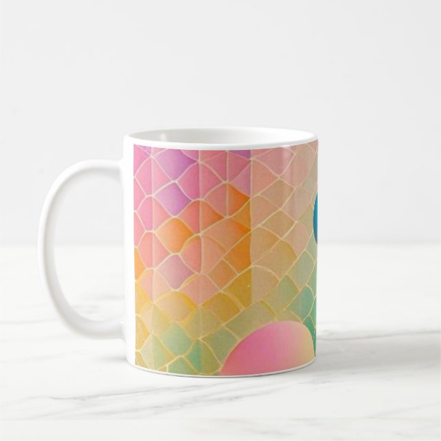 Vibrant and whimsical abstract artwork geometric  coffee mug (Left)