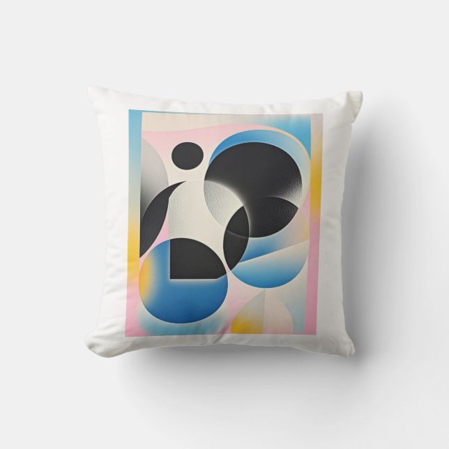 Vibrant and whimsical abstract artwork geometric  cushion (Front)