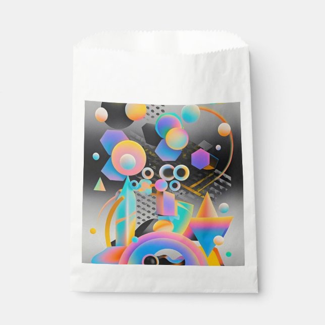 Vibrant and whimsical abstract artwork geometric  favour bag (Front)