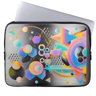 Vibrant and whimsical abstract artwork geometric laptop sleeve