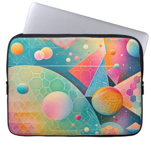 Vibrant and whimsical abstract artwork geometric  laptop sleeve