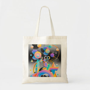 Vibrant and whimsical abstract artwork geometric tote bag