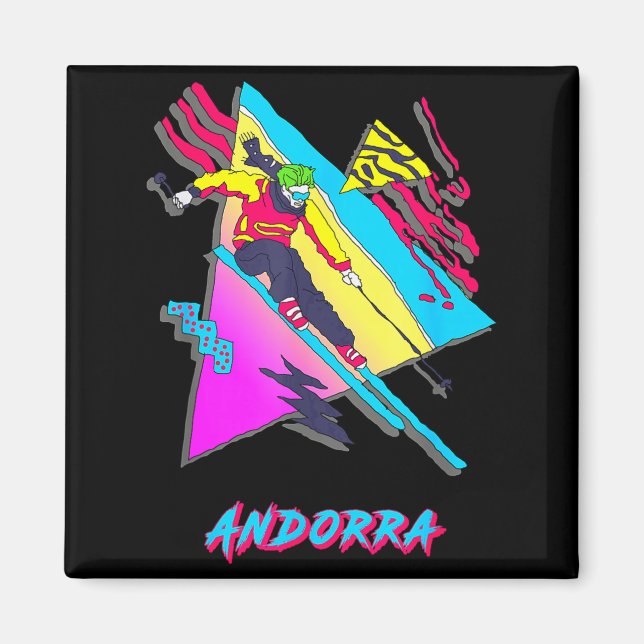 Vibrant andorra skiing adventure graphic  magnet (Front)