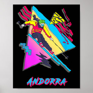 Vibrant Andorra Skiing Adventure Graphic Poster