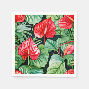 Vibrant Anthurium Watercolor Pattern Napkin