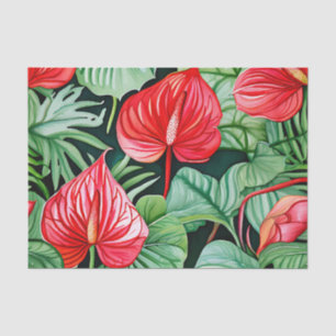 Vibrant Anthurium Watercolor Pattern Tissue Paper