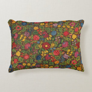 Vibrant Antique Botanical Garden Pattern Decorative Cushion