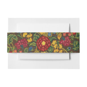 Vibrant Antique Botanical Garden Pattern Invitation Belly Band