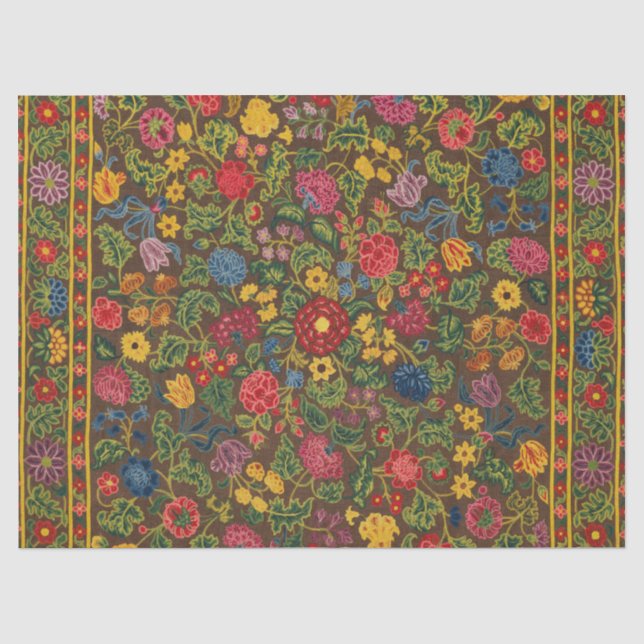 Vibrant Antique Botanical Garden Pattern Tissue Paper (Front)