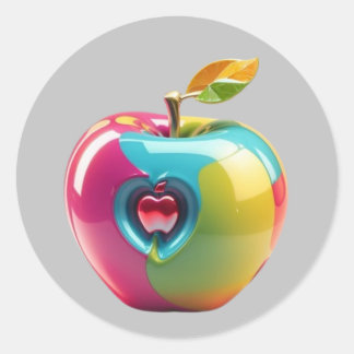 Vibrant Apple Art Classic Round Sticker