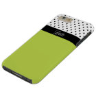 Vibrant Apple Green Black White Polka Dots Pattern