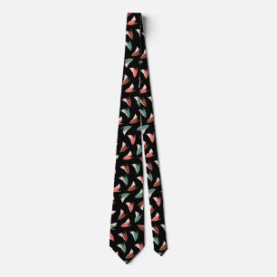 Vibrant Apple Slice Fruit Pattern Black Tie