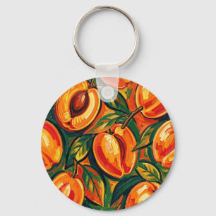 Vibrant Apricot Pattern Key Ring