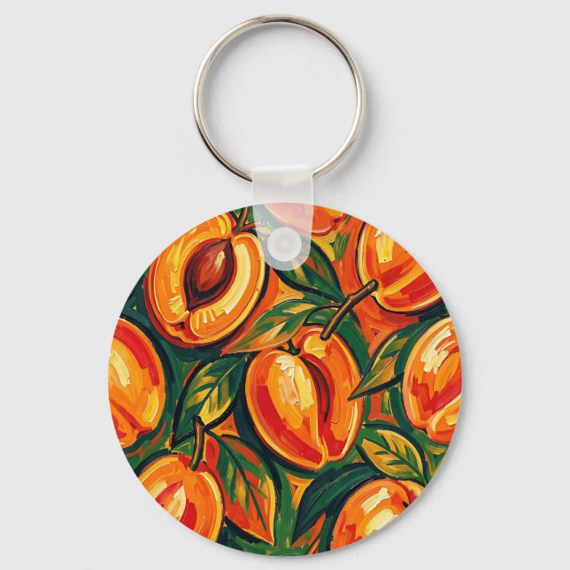 Vibrant Apricot Pattern Key Ring (Front)