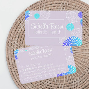 Vibrant Aqua Blue Random Mandala on Pink Business Card