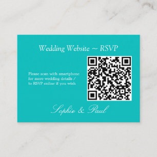Vibrant Aqua QR Code Website RSVP Card