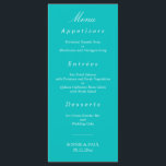 Vibrant Aqua Wedding Menu<br><div class="desc">Vibrant Aqua Wedding Menu, please personalise as required using the online personalisation template before ordering. Once you have entered your wording into the personalisation template, should you find that you need to adjust the positioning of the text then please use the "customise further" option to "Edit using the Design Tool"...</div>