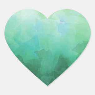 Vibrant Aquamarine Watercolor Background Heart Sticker