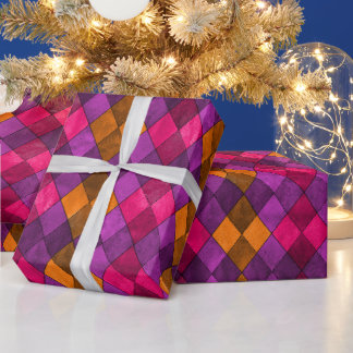 Vibrant Argyle Diamonds Gift Wrap