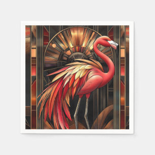 Vibrant Art Deco Flamingo Illustration Napkin