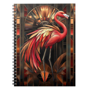 Vibrant Art Deco Flamingo Illustration Notebook
