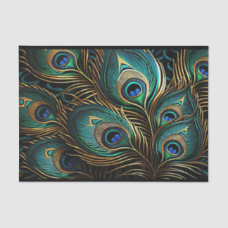 Vibrant Art Deco Peacock Feathers Tissue Paper
