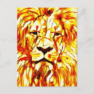 Vibrant Art Lion Postcard