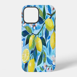 Vibrant art of blue lemon flowers iPhone 12 case