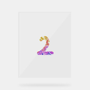 Vibrant Artistic Colourful Marbled Number 2 Acrylic Sign
