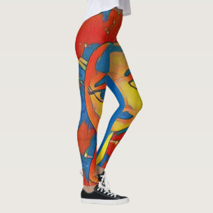 Vibrant Artistic Contemporary Mannequin Face Leggings
