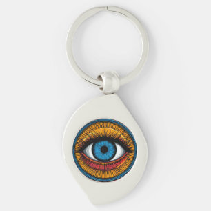 Vibrant Artistic evil Eye Design Key Ring
